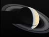 crescent Saturn with rings and ring shadows