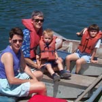 Helen Worden and family on a boat