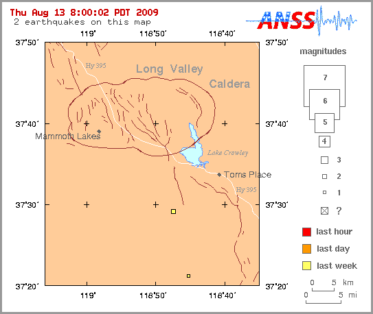 Map showing earthquakes