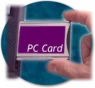 standard PCMCIA slot and PC card