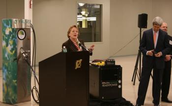 Tsongas discusses alternative energy solutions with employees at Nuvera Fuel Cells in Billerica