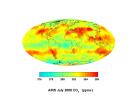 This image was created with data acquired by the Atmospheric Infrared Sounder, AIRS, during July 2008. The image shows large scale patterns of carbon dioxide concentrations that are transported around the Earth by the general circulation of the atmosphere