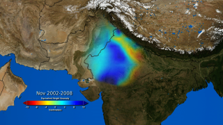 Groundwater depletion, with color bar