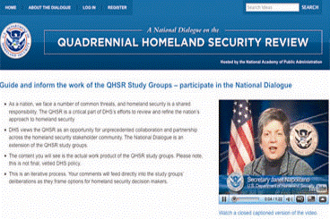 Photo capture from the Quadrennial Homeland Security Review website.  
For more information please click here: 