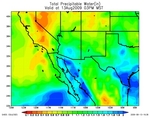 Model precipitable water  image from the latest RUC model run