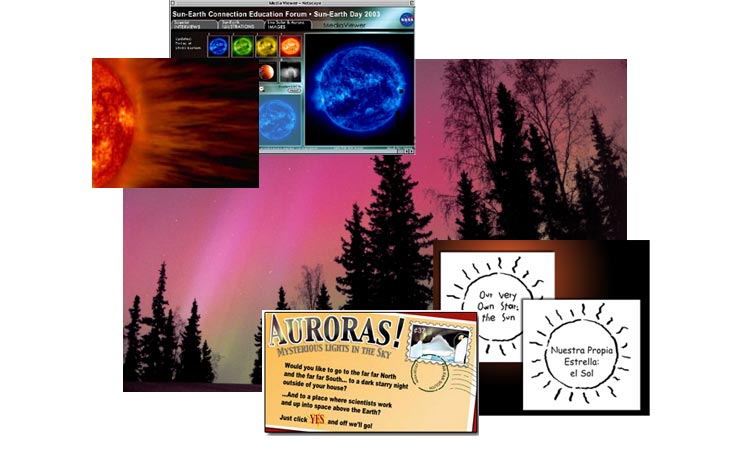 collage of images from media viewer, the sun, aurora