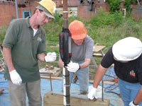 USGS scientists installing diffusion samplers and microcosms to study subsurface bacteria that degrade trichloroethylene at the Naval Air Warfare Center Research Site, West Trenton, NJ (circa 2005).