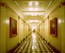 A corridor inside the U.S. Department of the Treasury building.