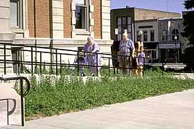 historic town building with ramp