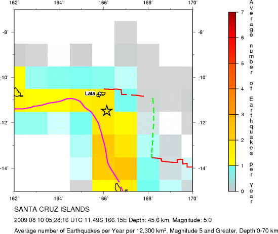 Earthquake Density Map,Shallow Earthquakes: Depth 0-70 km