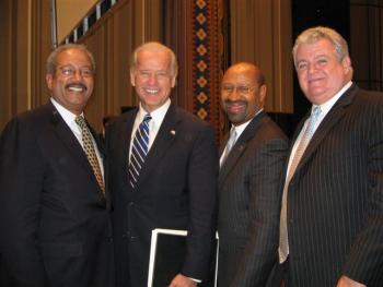 Congressman Brady meets with Vice President Biden, Mayor Nutter, and Congressman Fattah at the Middle Class Task Force meeting on green jobs at the University of Pennsylvania.