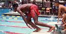 Boy diving into swimming pool