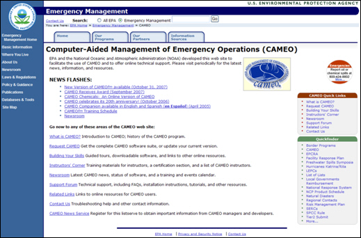 EPA CAMEO Web site