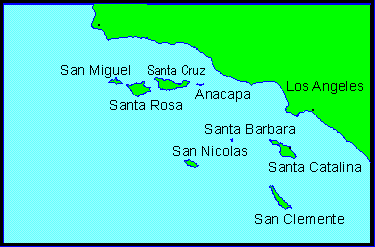 Map of Channel Islands, California, USA