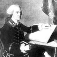 Painting of John Hancock about to sign a document