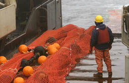 Photo of a bottom trawl being launched