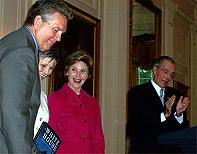 The First Lady and ACHP Chairman John Nau congratulate the owners of the Beaumont Hotel in Ouray, Colorado.