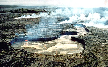 Lava lake at Kupaianaha vent, Kilauea Volcano, Hawai`i