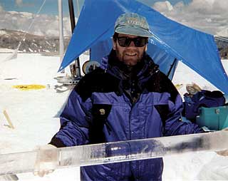Photo of ice core sample at study site.