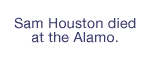 Sam Houston died at the Alamo.