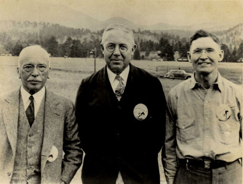 Photo: U.S. credit union founders Edward A. Filene and Roy F. Bergengren with Claude R. Orchard