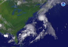 Satellite image of Tropical Storm Chantal forming south of Halifax, Nova Scotia. Click for larger image.
