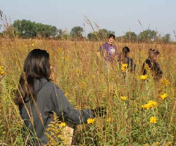 Students collect prairie flower seeds at DeSoto National Wildlife Refuge. Credit: James Hartman/USFWS