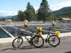 USFWS staff reduce their carbon footprint by using mountain bikes on the 170-acre Leavenworth complex. Credit: Corky Broaddus/USFWS