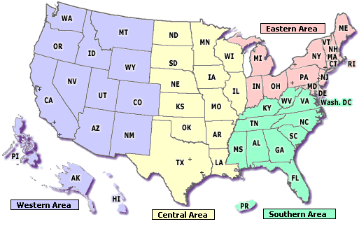 Image of the USA with state borders shown