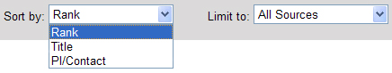 Sort by: and Limit to: