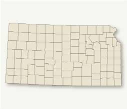 Map of Kansas showing the counties. Selectable list appears below.