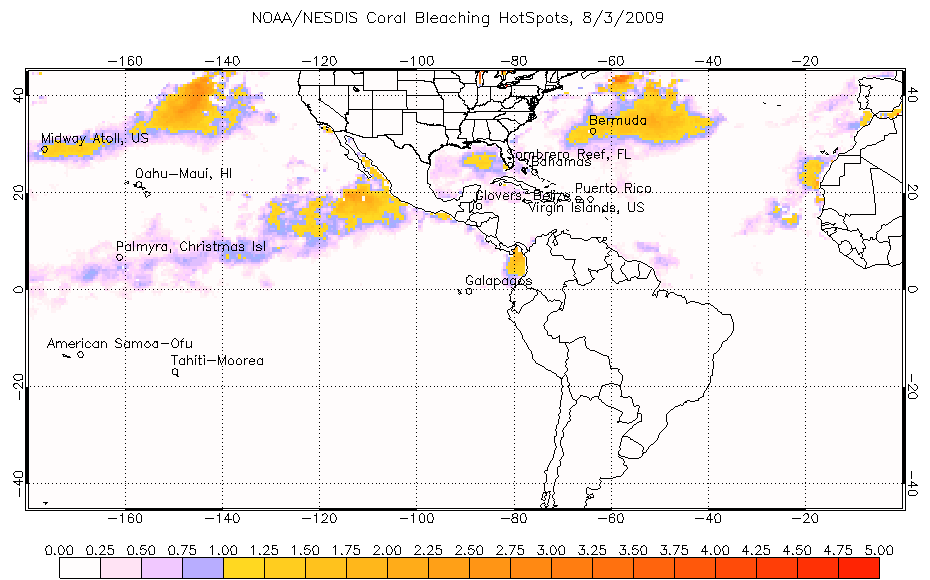 Maximum Monthly Sea Surface Temperature Climatology showing the Pacific and Atlantic