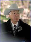 Secretary Salazar at the press conference kicking off the annual National Cherry Blossom Festival in Washington, DC.  [Photo Credit: Tami Heilemann, DOI-NBC]