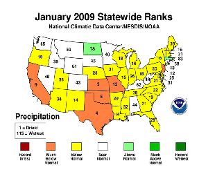 January 2009 Statewide Precipitation Ranks.