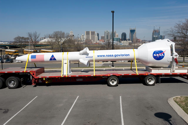 The Orion launch abort system on display in Nashville, TN.
