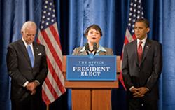 Administrator Lisa Jackson, President Barack Obama, and Vice President Joseph Biden