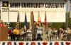 The Fort Myer Military Community garrison commander and vice chairman of the Arlington County Board reaffirm the Army Community Covenant at the Arlington County Fair, a year after Fort Myer and Arlington County signed the original covenant.