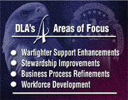 DLA Four Areas of Focus graphic and link to DLA Areas of Focus Page
