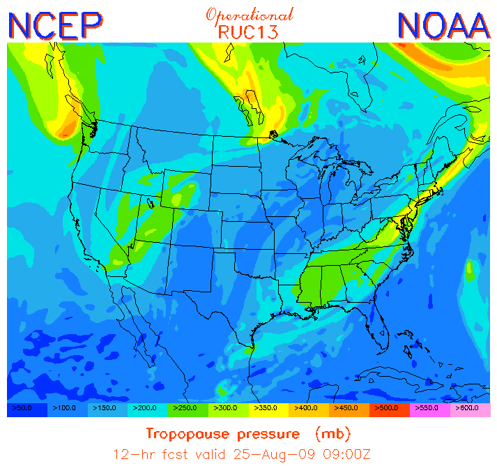 Tropopause Pressure - 12h fcst