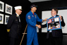 Astronaut Gives Flag Flown in Space to the Fire Museum