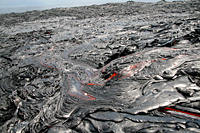 Another portion of the breakout, where lava cascades over a small break in slope.