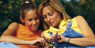 Mother and daughter talking.