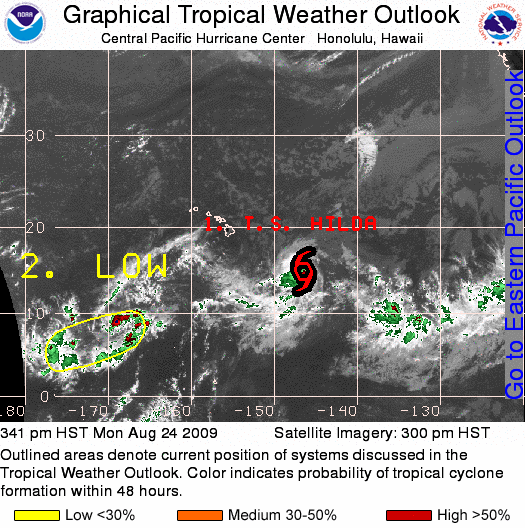 Central Pacific Graphical Tropical Weather Outlook and Infrared Satellite image
