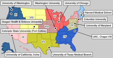 U.S. map of all RCE institutions and regions