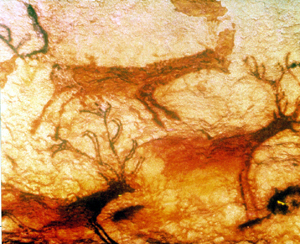 A color photograph of cave drawing.