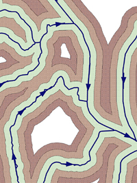 A colored map of streams and buffer zones.