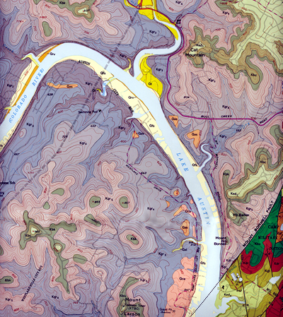 A section of a color geologic map.