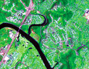 A colored modified satellite image.