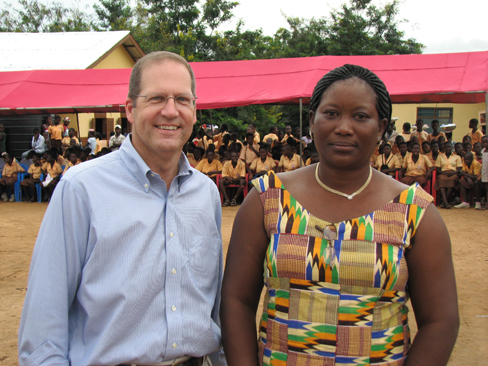 Former Senator John Sununu, in Ghana as part of a ONE / (RED) delegation, with the Head Mistress of the Bowjiase Junior Secondary School which was renovated as part of the MCC Compact with Ghana.  