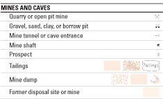 Mines and caves symbols.